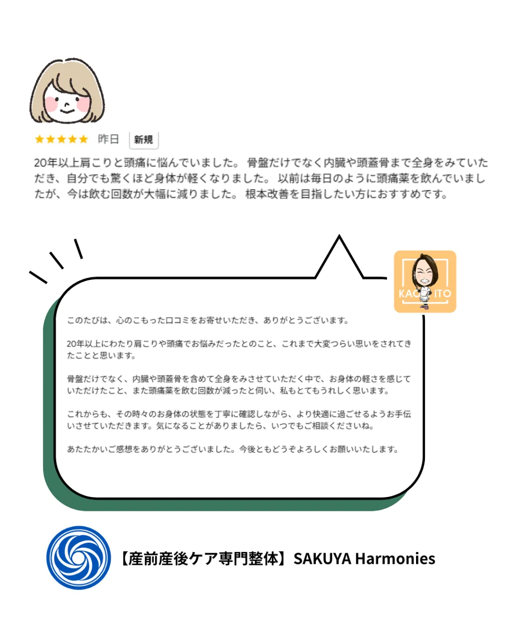 20年以上悩んでいた肩こり・頭痛に変化